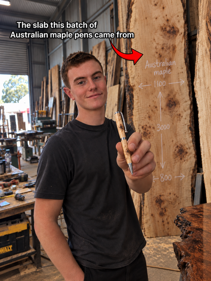 The Queensland Maple Pen — Hand-Turned Lifetime Edition